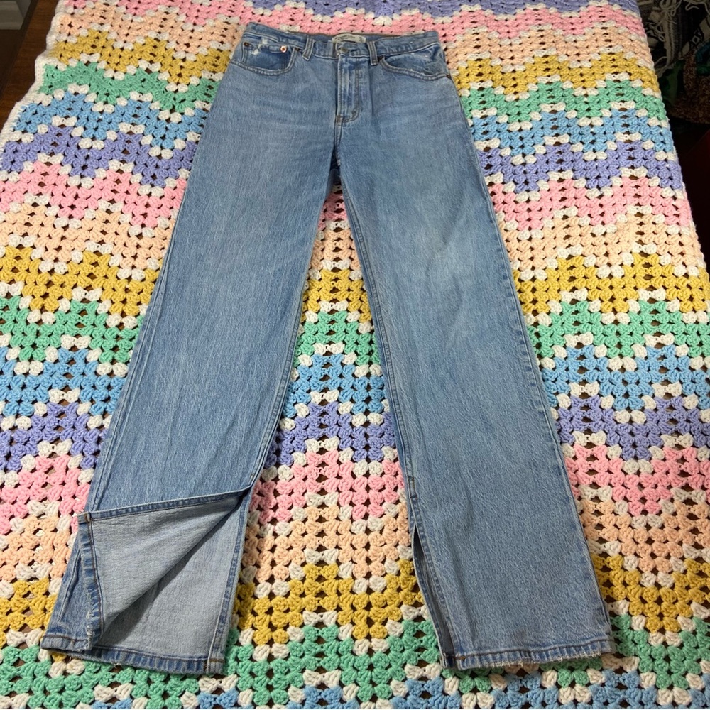 Abercrombie & Fitch The 90s relaxed jeans high rise split leg Straight 27
